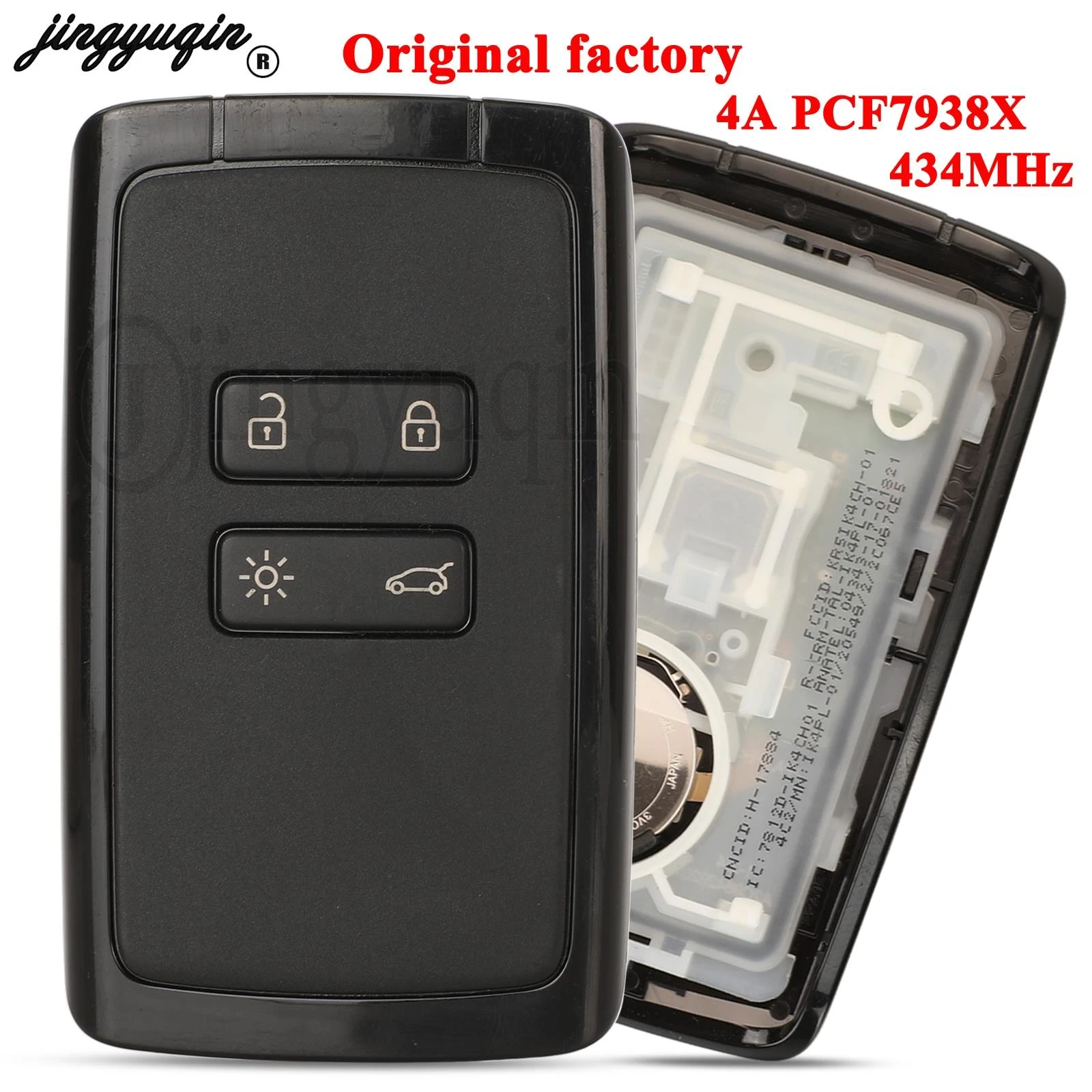 

jingyuqin Original For Renault Megane 4 Talisman Espace 5 Kadjar Car Smart Remote Key 434Mhz 4A PCF7938X Chip Fob 4 Buttons