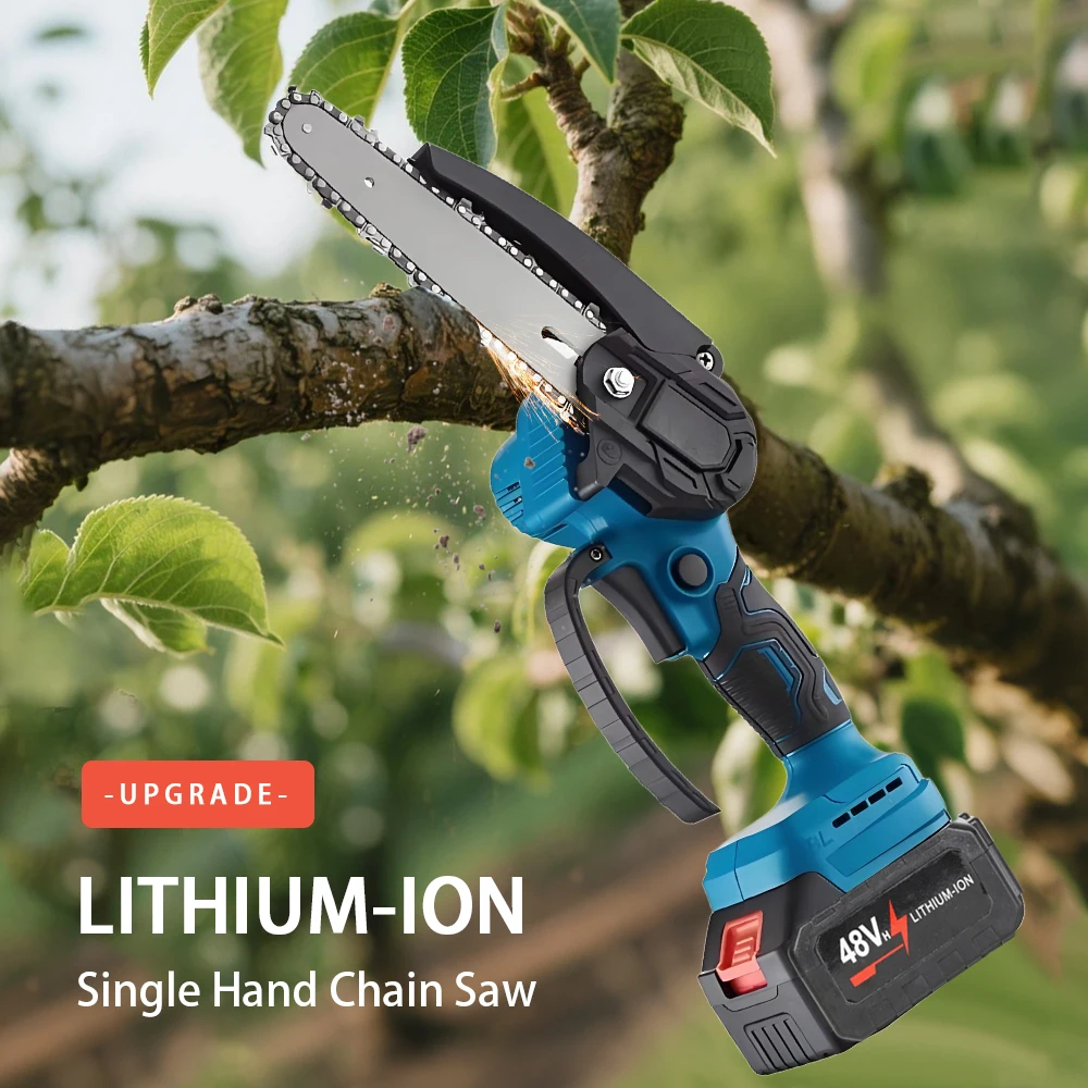 6 Inch Mini Chainsaw Cordless Handheld Saw Logging Pruning Gardening Power Tools Electric Chain Saw Portable Chainsaw