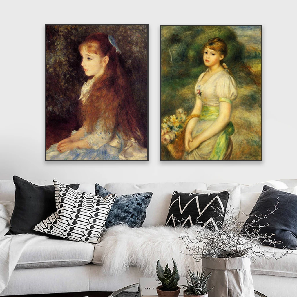 Vintage Pierre-Auguste Renoir Art Oil Painting Canvas Prints Retro The Promenade Poster Reading Room Canvas Painting Home Decor