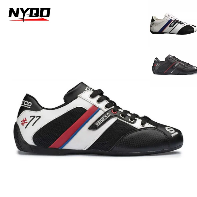 Chaussures de course de Karting en cuir véritable, confortables, basses, en maille de peau de vache, antidérapantes, bottes de cyclisme en caoutchouc