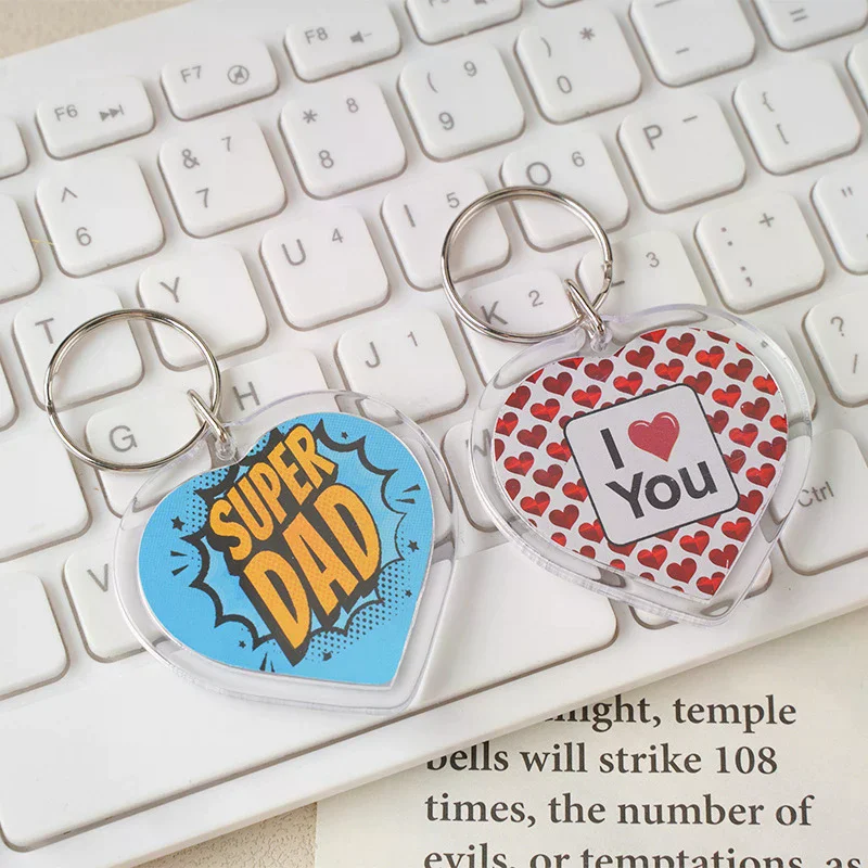 Blank Photo Frame Keychain Clear Acrylic Keyring Insert Photo Split Key Pendant DIY Key Holder Couple Anniversary Gifts 5pcs