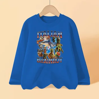 Italian Brainrot Long Sleeve T-shirt for Children Spring and Autumn Cotton Shirt for Boys Girls Cartoon Tops 3-14T 2
