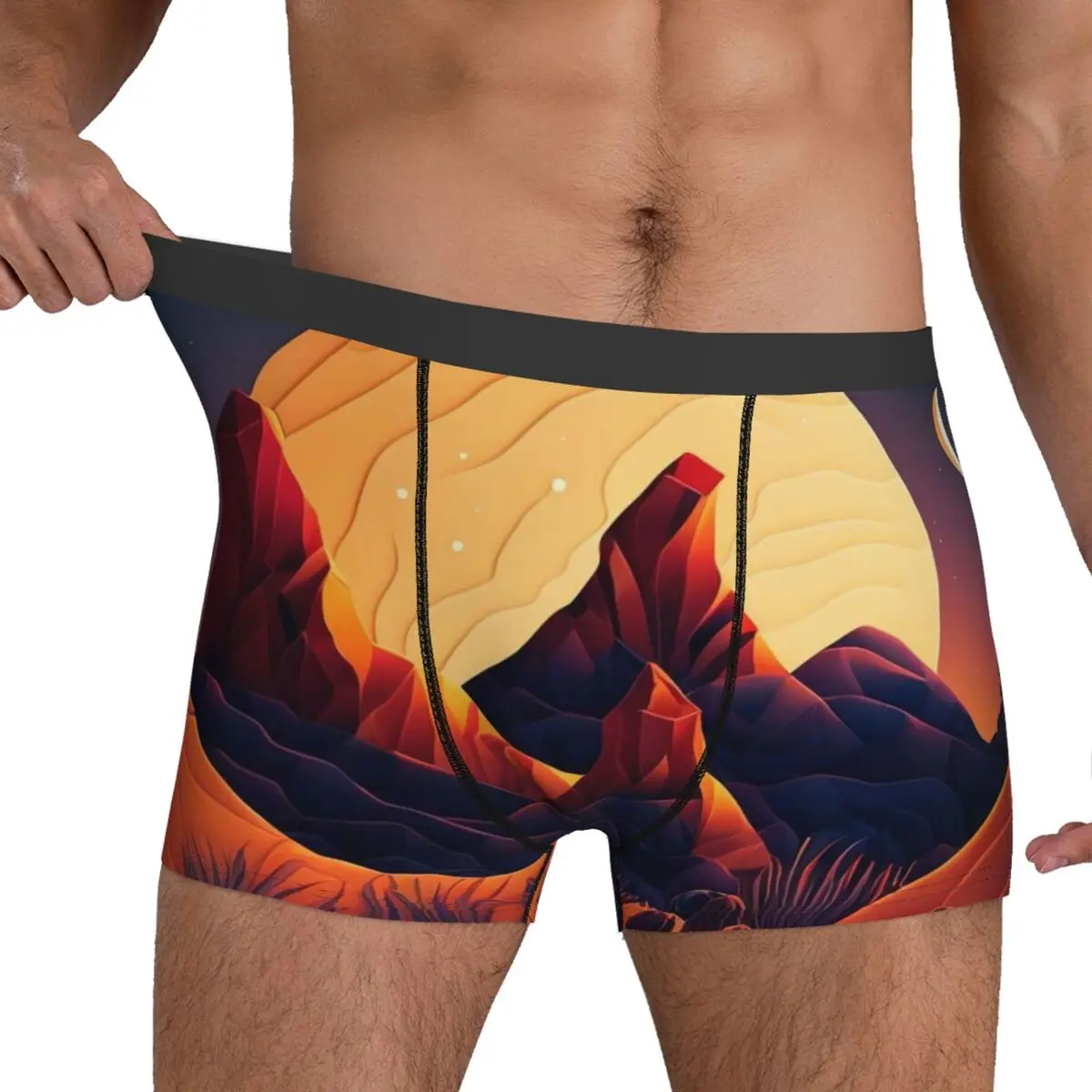 Nature Desert Underwear Moon Print Males Underpants Sublimation Funny Boxershorts High Quality Boxer Brief Plus Size