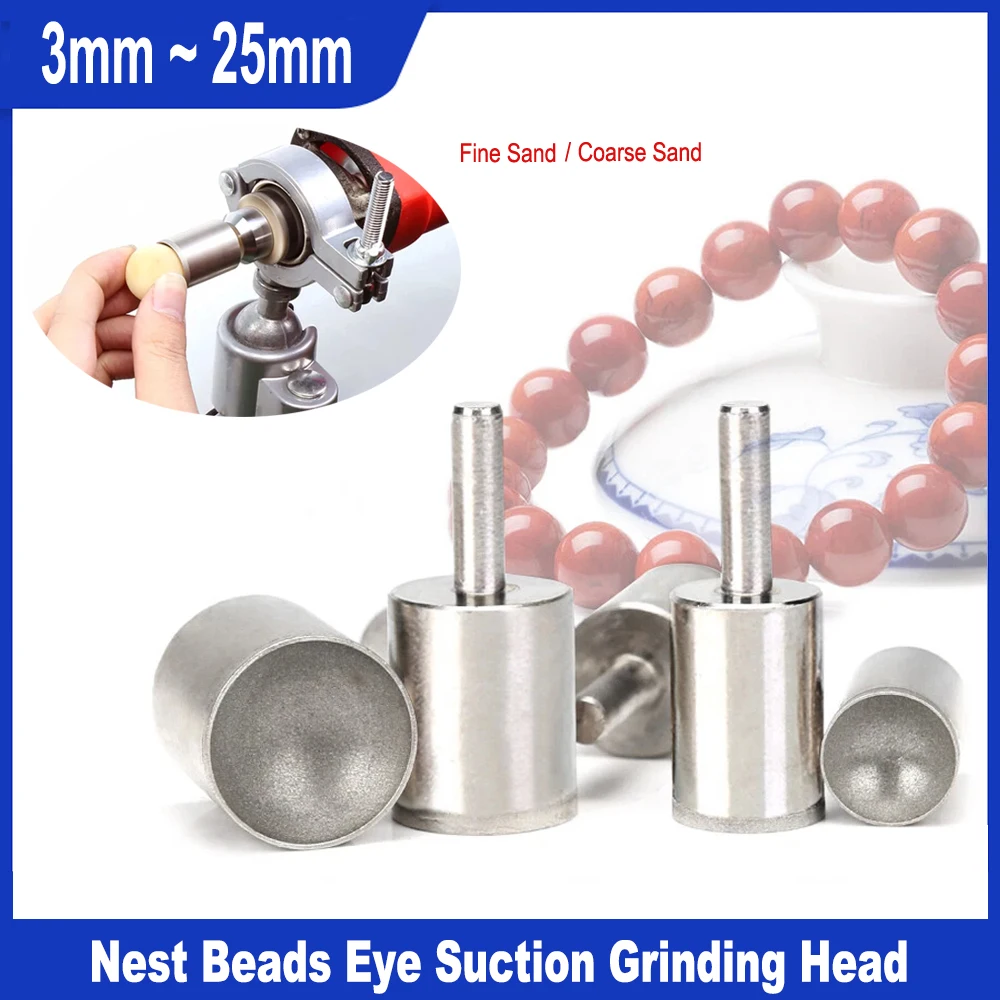 

1pcs 3-25mm Diamond Grinding Head Concave Polishing Suction Eye Socket Bead Grinder Spherical Abrasive Tools For Rotary Tool
