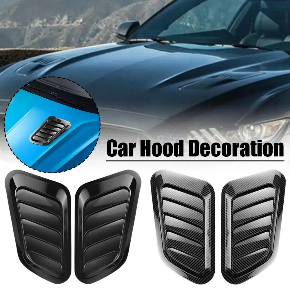 

1Pair Car Hood Decoration Realistic Air Outlet Design Simulation Air Vent Fake Air Intake Body ABS Auto Decorative Sticker
