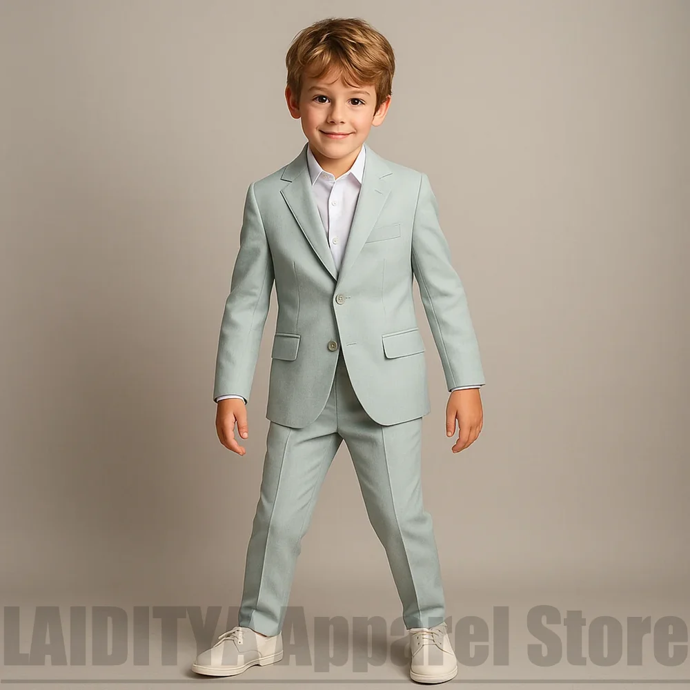 Chic Boys Slim Fit 2 Piece Suit Blazer Pants Fashion Outfit Wedding Party Photoshoot Daily Formal Kids Clothing Set 2026
