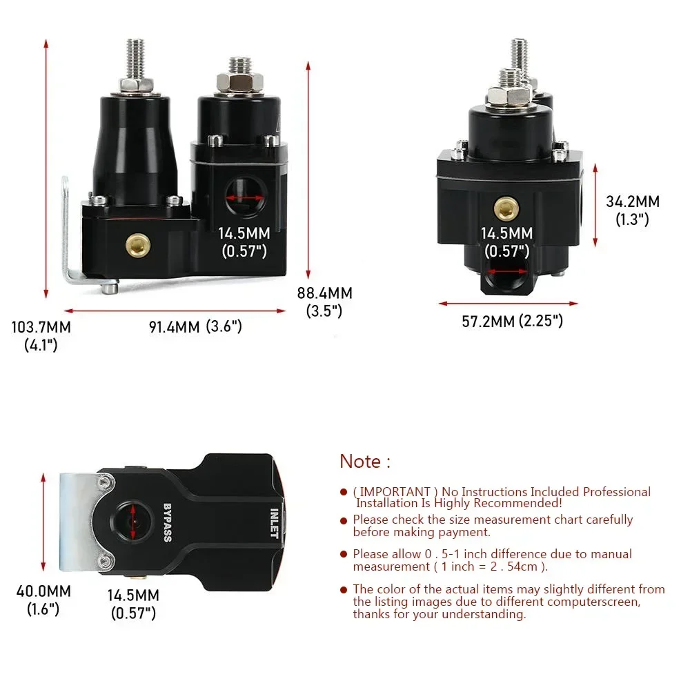 High Performance Dual Stage Fuel Pressure Regulator Kit 13220 EFI to Carb Retrofit 1/8