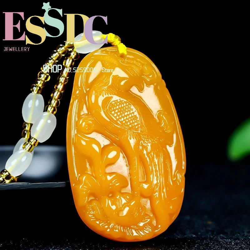 Exquisite jewelry natural yellow dragon jade chicken oil yellow outer covering material phoenix jade pendant personalized