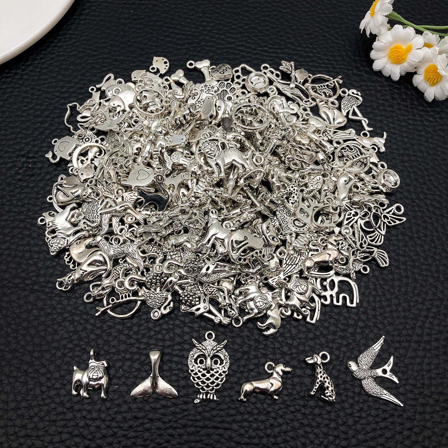 20/50/100pcs Vintage Silver Animal Charm Collection! (Cats, Dogs & Owls) - Eye-Catching DIY Jewelry Components