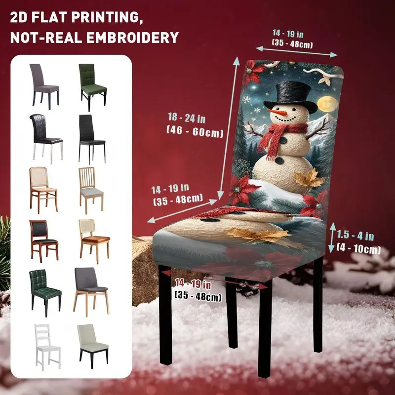 4/6 قطع من أغطية كراسي الطعام الشتوية بنمط رجل الثلج وقابلة للغسل في الغسالة وقابلة للإزالة وواقيات الكراسي المزخرفة لغرفة المعيشة #2