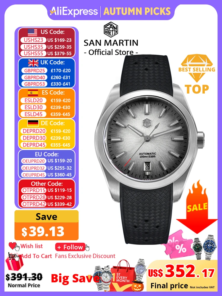 San Martin FKM SN0144 JianZhan Dial Gada 36/39/42mm Men's Luxury Dress Automatic Mechanical Watch Miyota 9015 Original Design