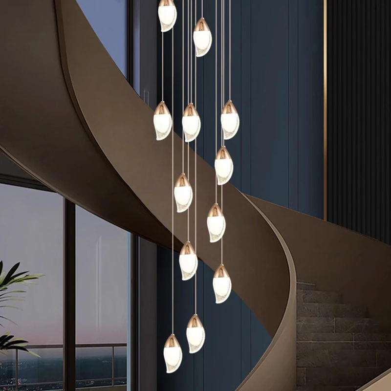 Imagem -02 - Modern Crystal Chandelier For Home Decoration Stair Pendant Lamp Living Room Pendant Lights Iluminação Interior