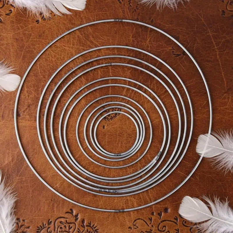 5Pcs Multi-size Dream Catcher Hoops Round Silver Iron Metallic Good Welded Dreamcatcher Rings Handmade DIY Crafts Accessories