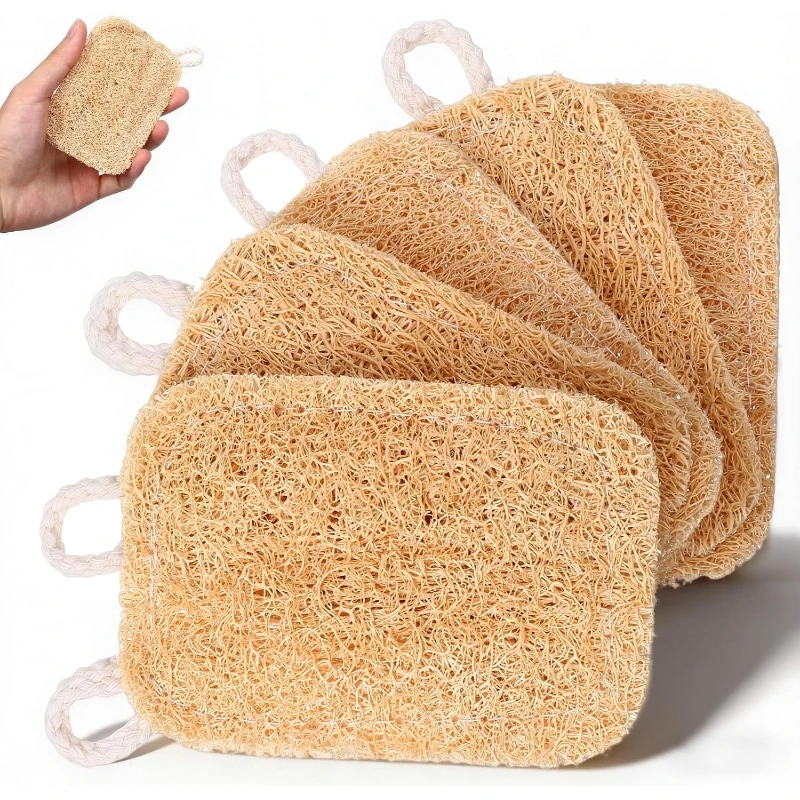 Body Loofah Natural - 5Pcs Natural Loofah Sponge Reusable Non-stick