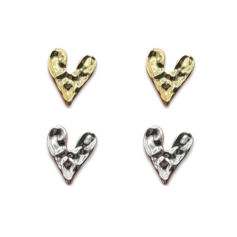 4Pcs Cute Cartoon Bear Shoe Charms For Kid's Sandals Clogs DIY Parts Cool Y2k Golden Silver Heart Shoe Pins Decoration Accessory