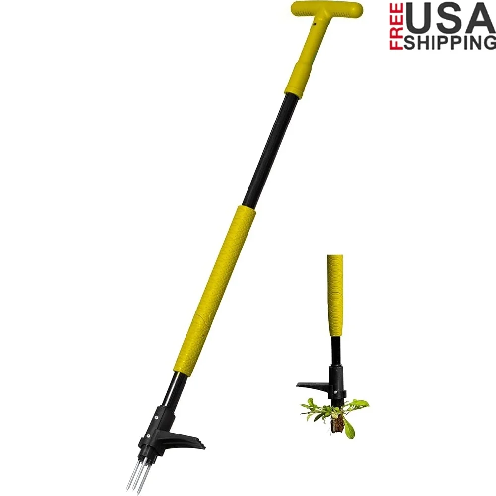 

4 Claw Stand-Up Weed Puller Tool Long Handle Durable Steel Head Ergonomic Design Effortless Grass Removal