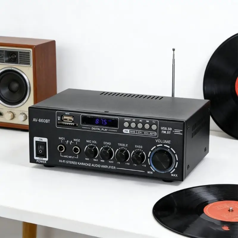 

Highly Power 2.0Channel Bluetooth-compatible Music Amplifier For Wireless Music Streaming And FM Radio for Karaoke 896C