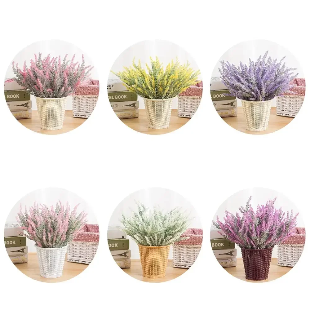 1 Bundle Romantic Provence Lavender Wedding Decorative Flower Vase for Home Decor Artificial Flowers Plants Fake Ramos