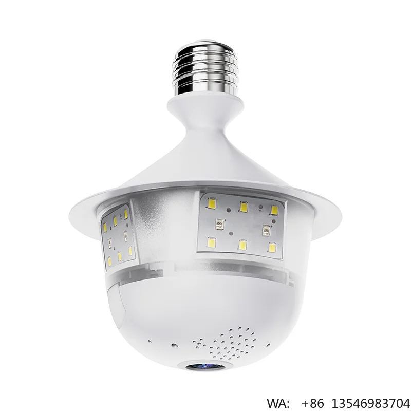 Indoor Security Dome Camera Light Bulb with 3MP CMOS Sensor WiFi Pan-Tilt Night Vision Two-Way Audio IP65 Rating