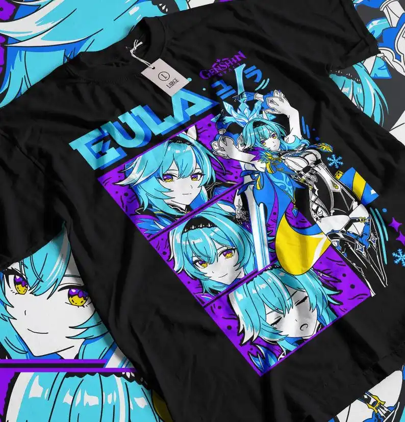 

Unisex Genshin Impact Eula, Raiden Shogun Gaming T-Shirt, Anime Waifu Shirt