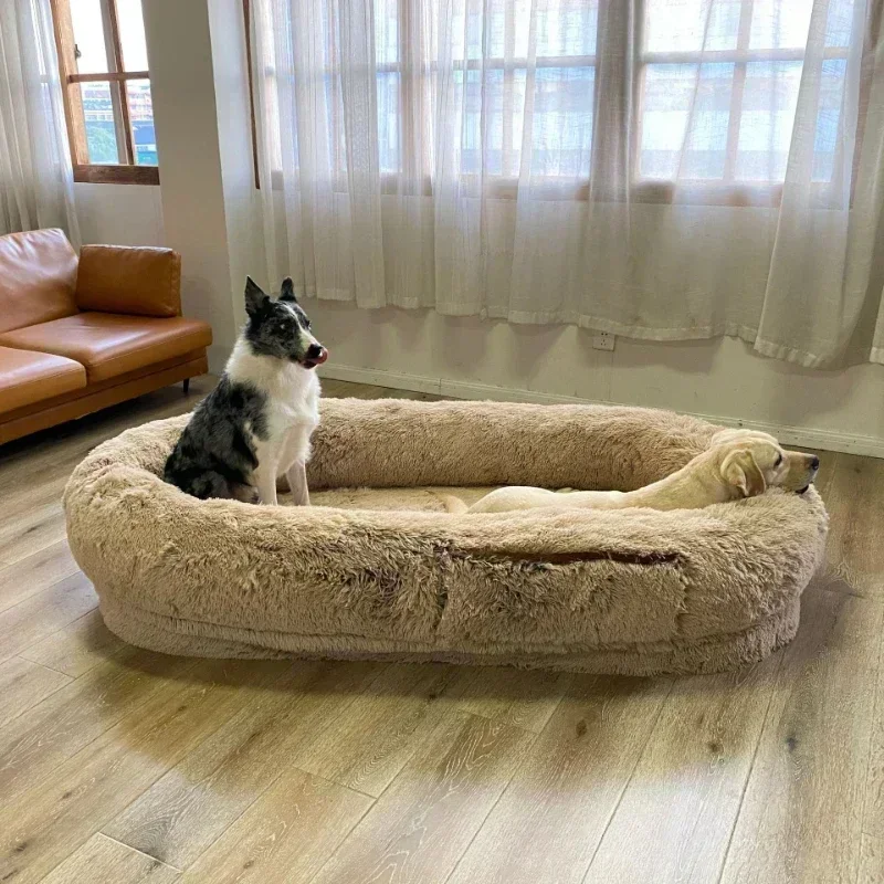 Plush Giant Dog Bed with Removable Cover for Large Dogs,  Sponge Filling Pet Bed, Anti-slip Dog Kennel Pad