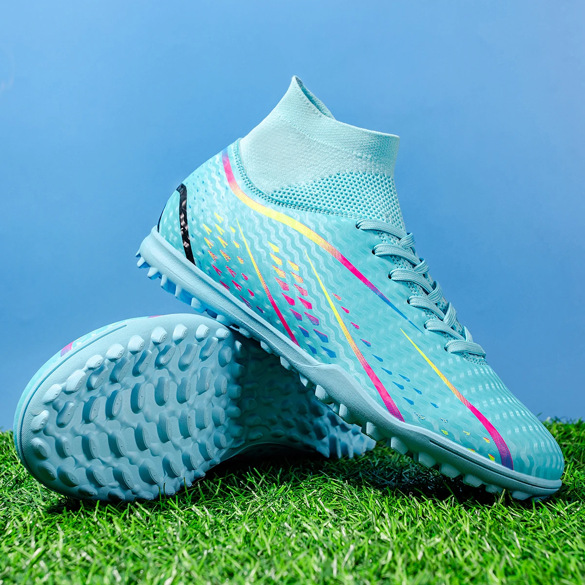 

Premium TF Turf Soccer cleats PU Soft Fabric Upper Rubber Traction Sole Wear Resistant Boys Girls Training Shoes