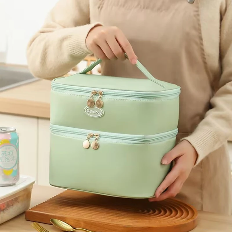 

Outdoors Camp Park Insulated Lunch Bag Waterproof Large Capacity Thermal Food Container Thickened Lunch Box for School Portable