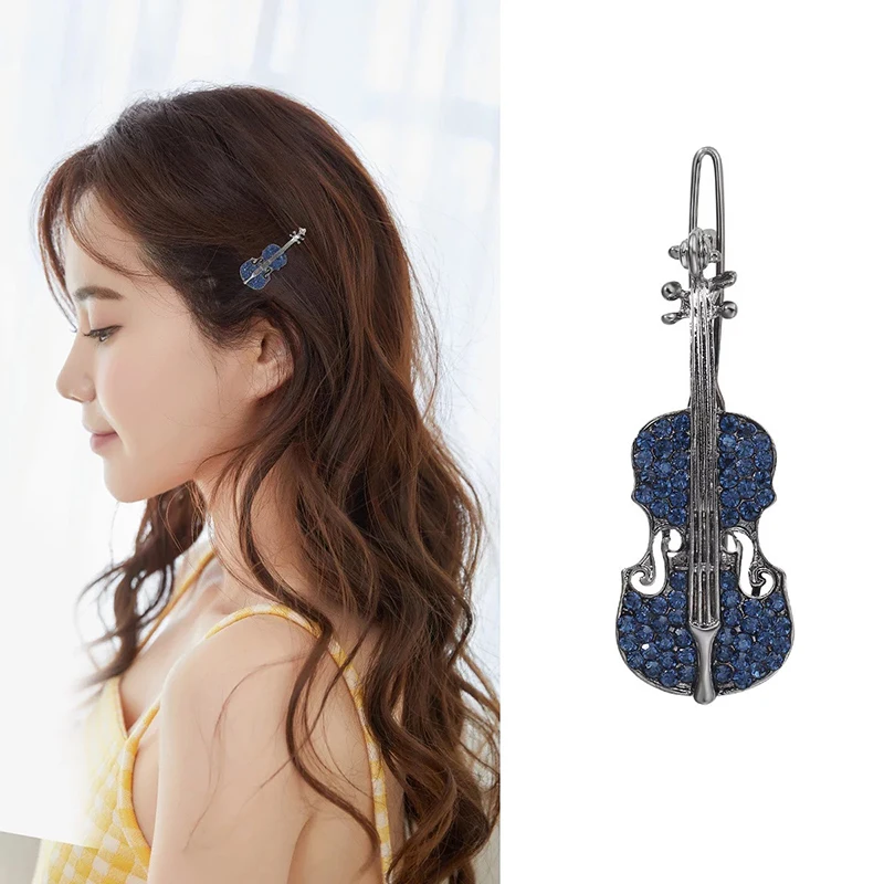 CHIMERA Metal Hairpins Chic Guitar Shape Blue Rhinsetone Hairgrip Headdress Women Girls Hairstyle Decoration Small Hair Clips