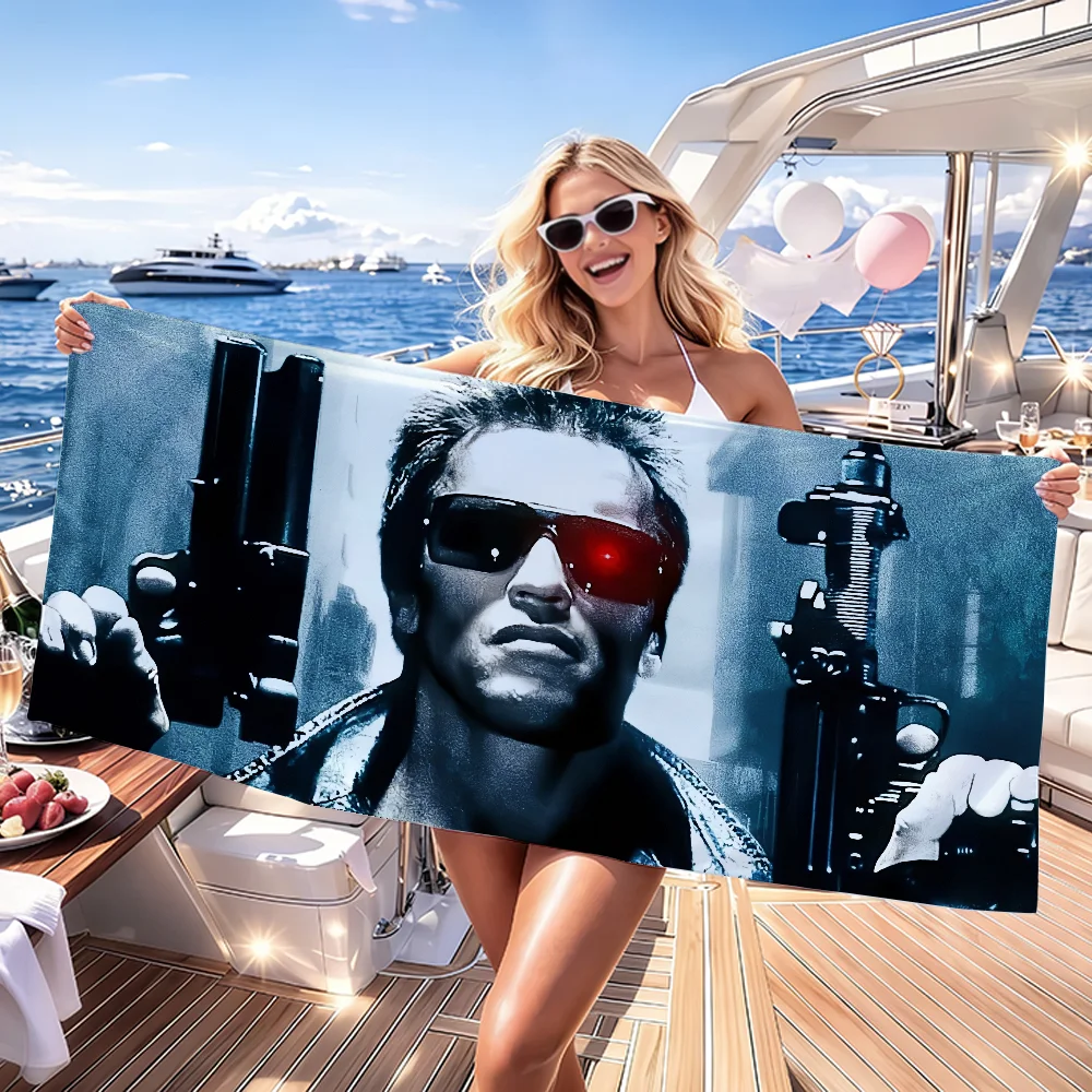 Movie Terminator Towel Soft Lightweight Anti-Sand Large Beach Towel Quick-Drying Bath Sports Family