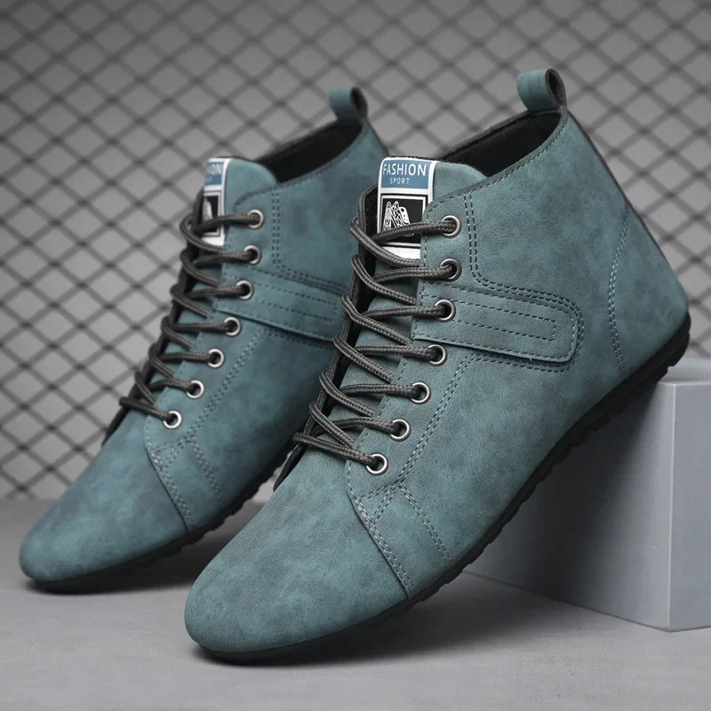 Spring/Autumn Casual Mid-Top Men's Shoes New Style Lightweight Anti-Slip Waterproof Work Shoes All-Match Fashion Men's Boots