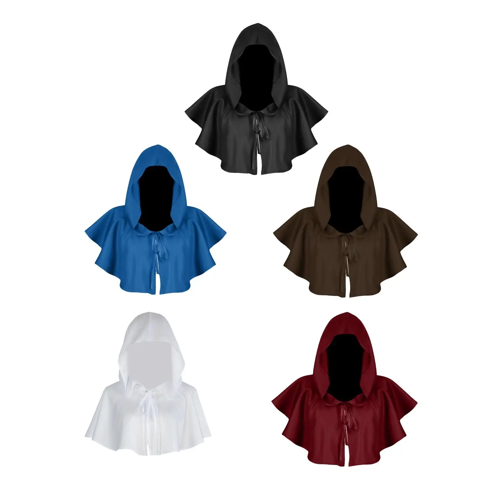 Polyester Hooded Cloak for Men Women Halloween Grim Cowl Cosplay Costume Gothic Vampire Devil Cape