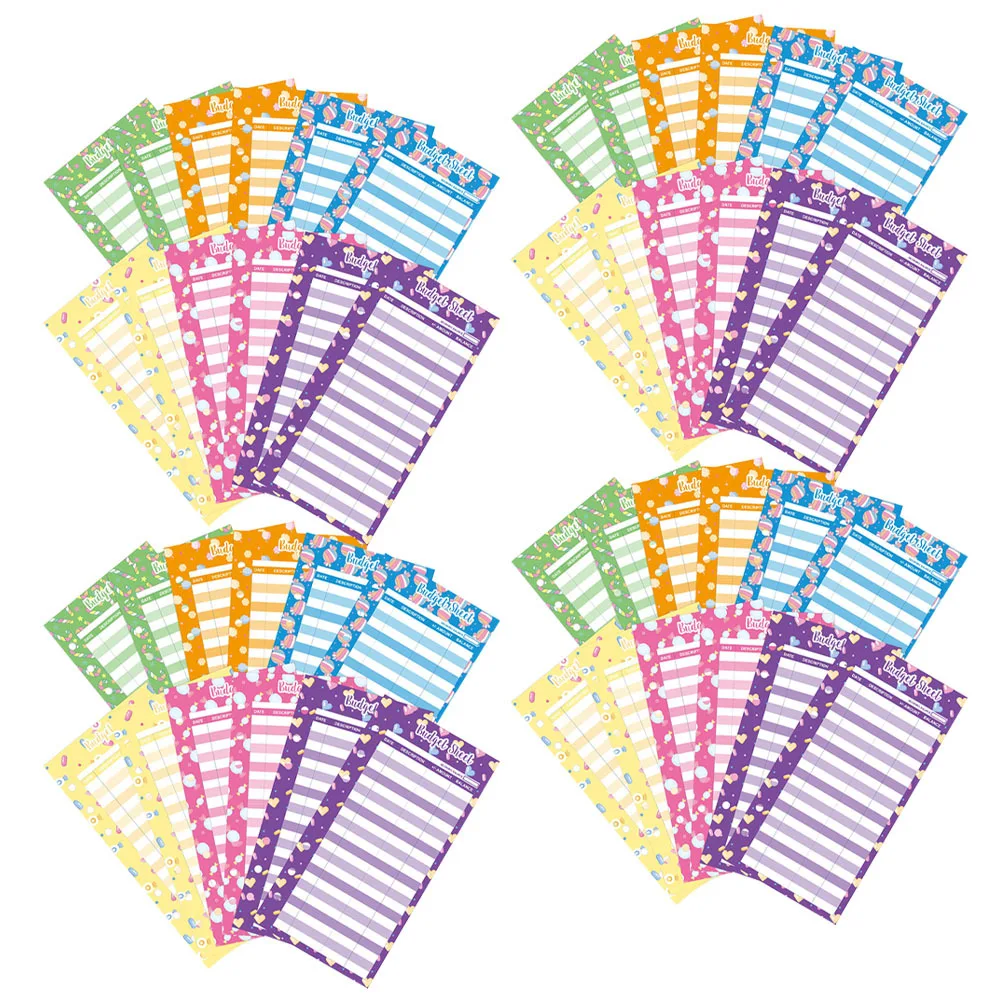 50 قطعة من أوراق الميزانية المحمولة للحلوى، عبوات المجلدات النقدية، متتبع النفقات اليومية، مكتب مخطط الميزانية #4