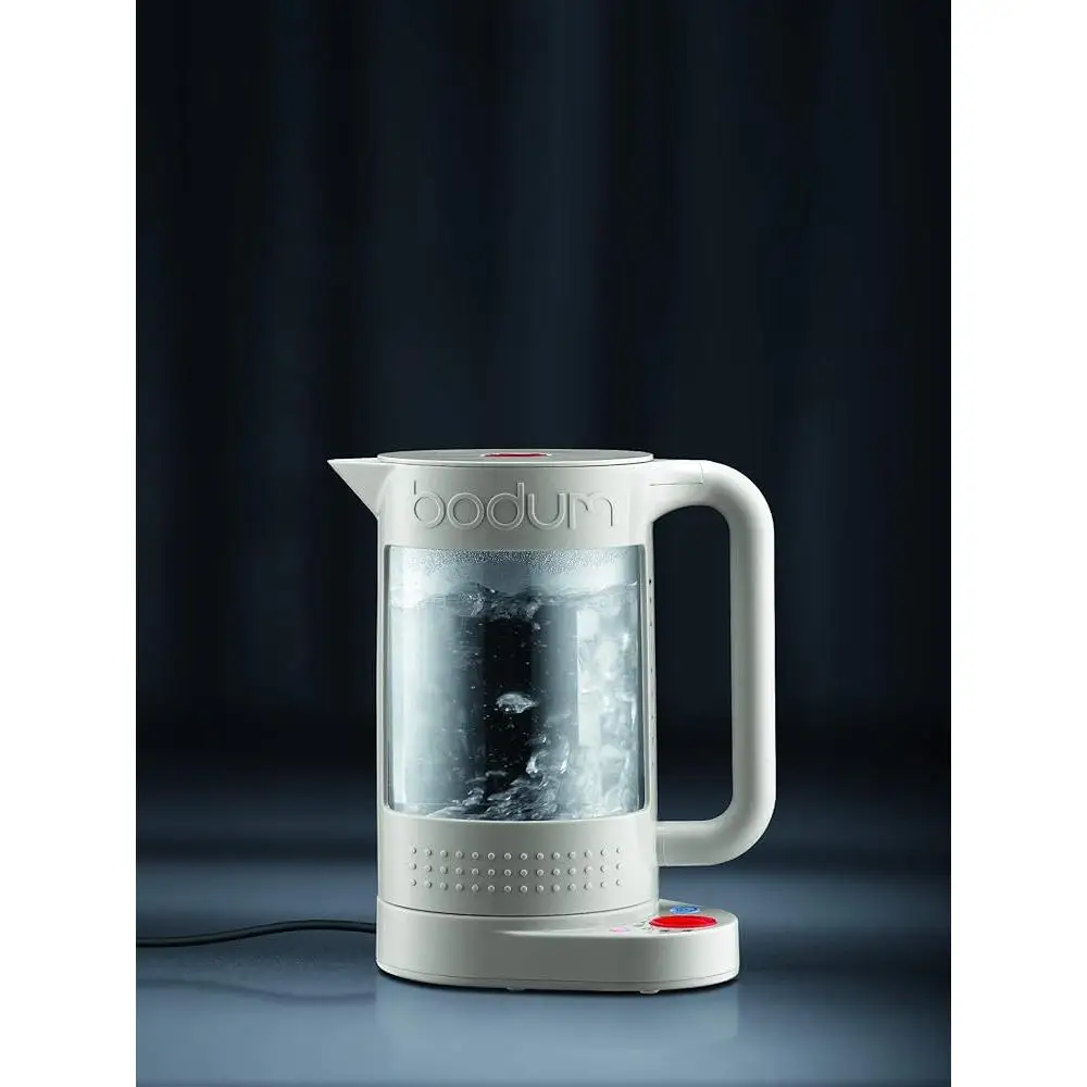 Электрический чайник с двойными стенками и контролем температуры. Стеклянная изоляция без бисфенола А. Функция автоматического отключения и подогрева. Пять настроек чая.