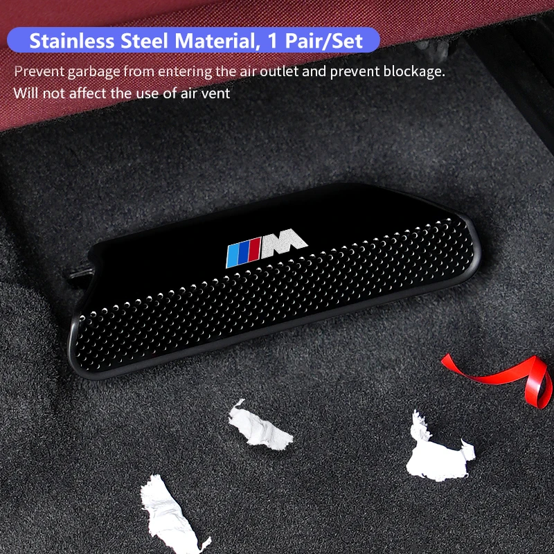 2PCS Car Air Outlet Cover Stickers Metal Rear Under Seat Air Conditioner Dust Covers For BMW 3 Series X5 X6 X7 G06 G07 G05 G20