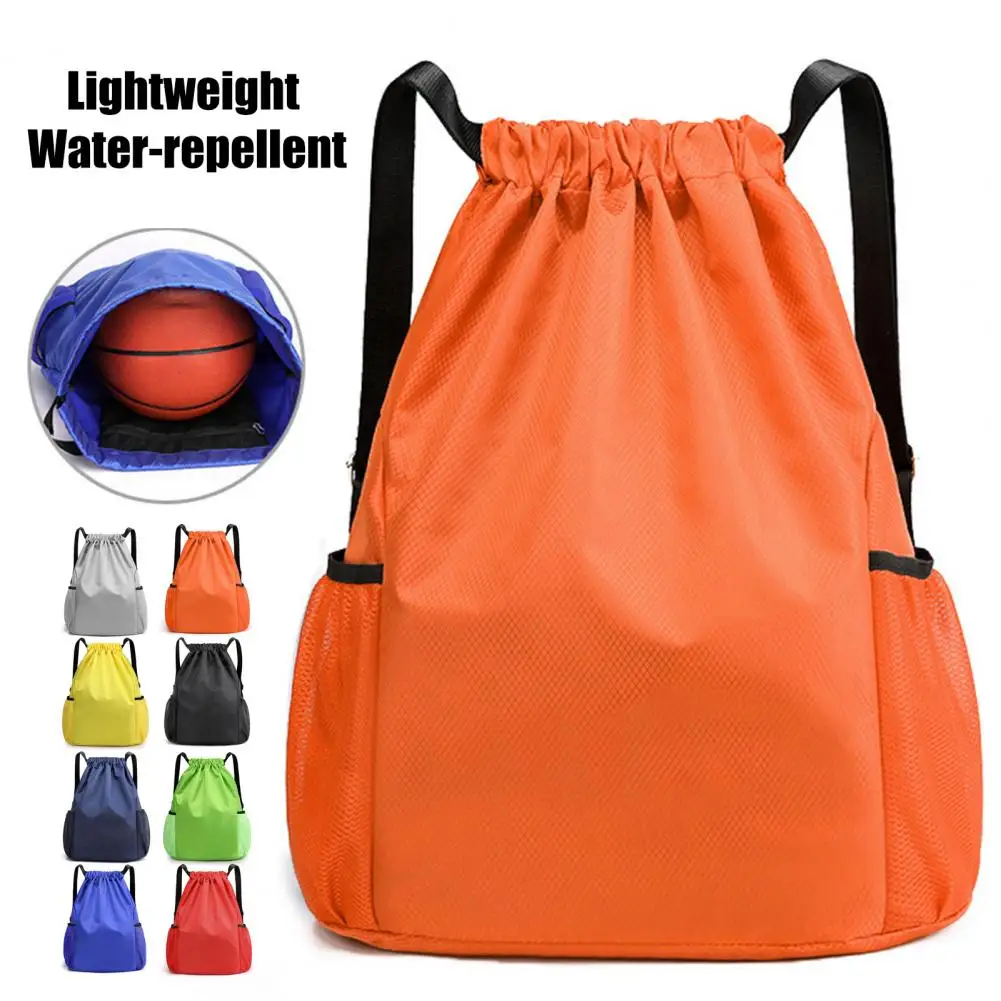 Large Capacity Sports Bag with Side Mesh Pockets, Waterproof Workout Backpack for Basketball Soccer Swim Men Women