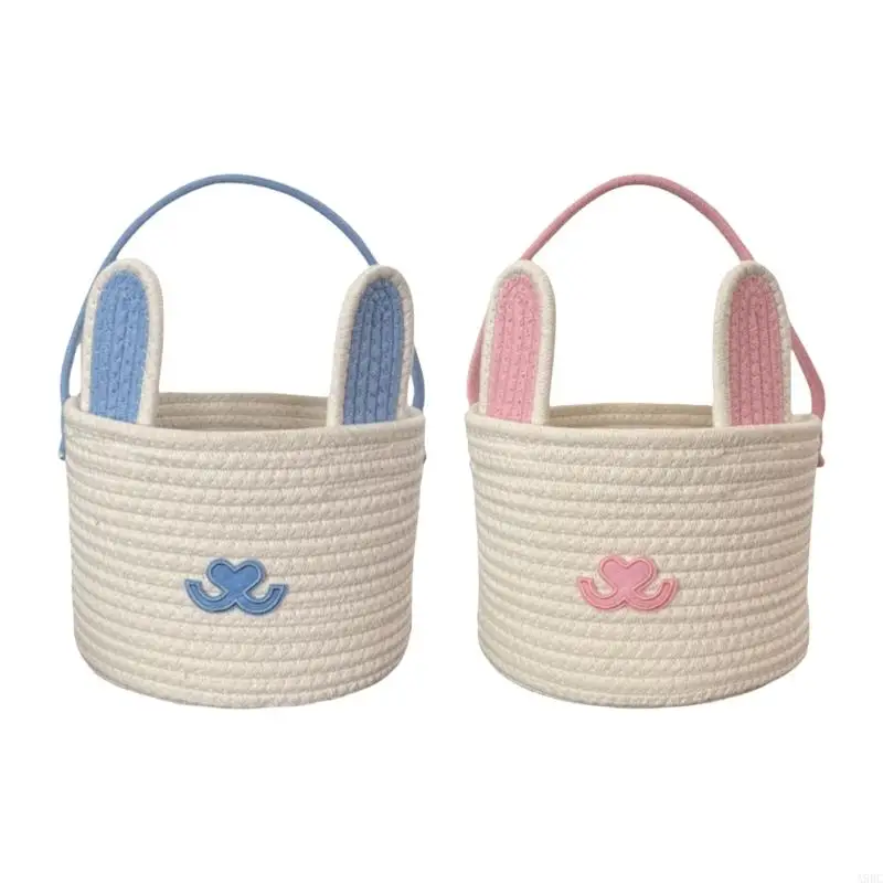 A9BC Elegant Charm Easters Rabbit Eggs Basket Suitable for Children and Parents in Holiday Activities Storage Solution