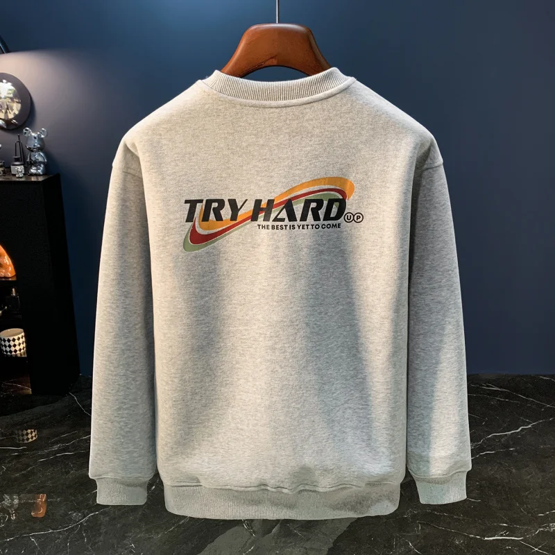 

Толстовка мужская, осень 2021, новая модная корейская версия с принтом, модный повседневный топ с круглым вырезом