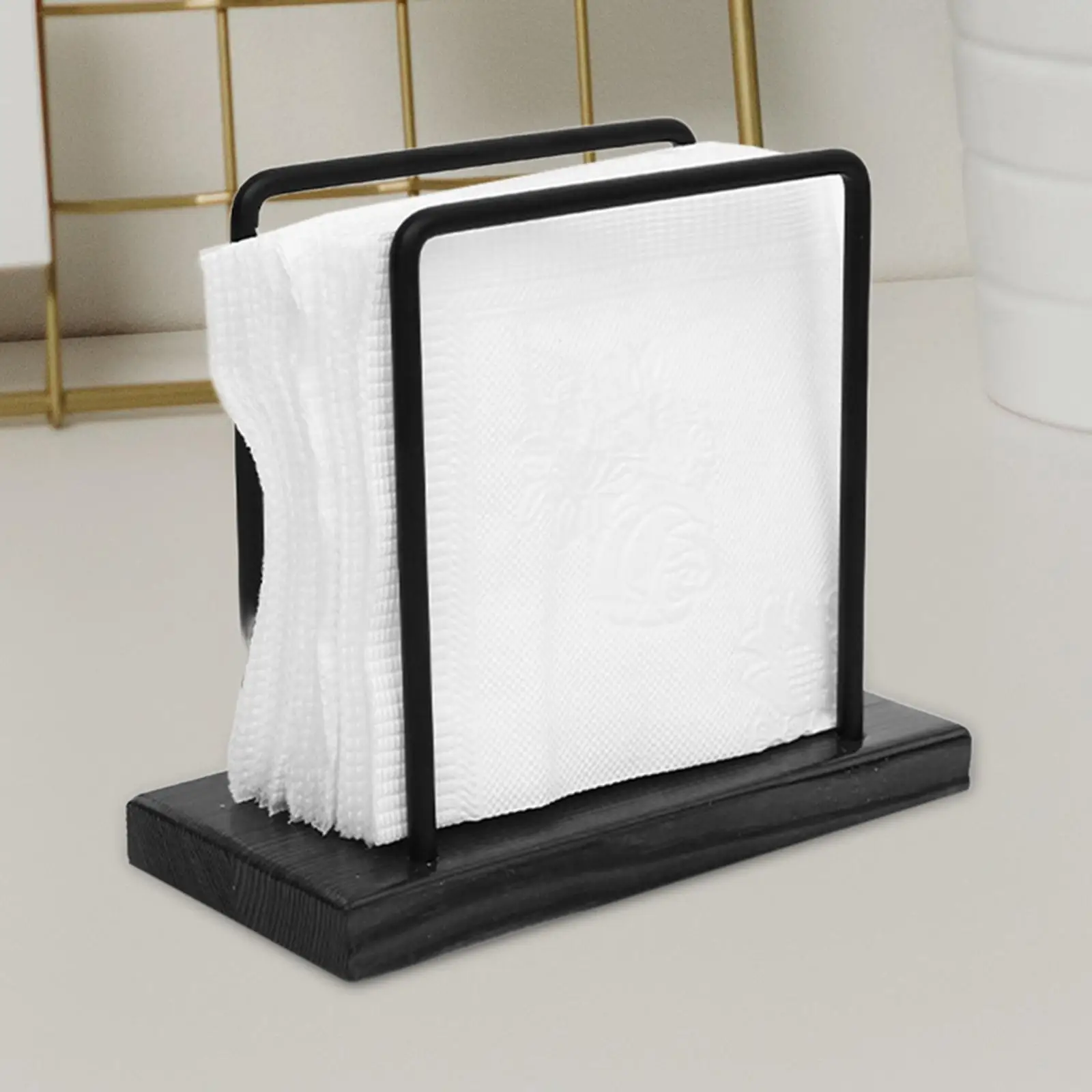 Tabletop Napkin Holder Rustic Wood Tissue Dispenser Desktop Napkin Organizer for Restaurant Cafe Dining Table Decor