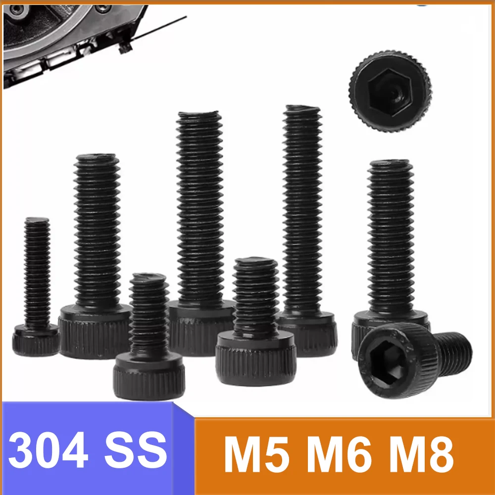 Black Hex Socket Cap Head Screw M5 M6 M8 304 Stainless Steel Allen Head Bolts Screws Length 8/10/12/16/20-60mm