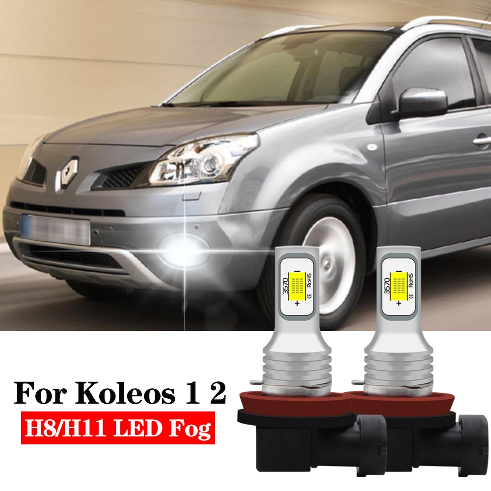 

BMTxms 2pcs Fog Light CSP Car Bulb Super Bright For Renault Koleos 1 2 2008-2020 2009 2010 2011 2012 2013 2014 2015 2016 2017