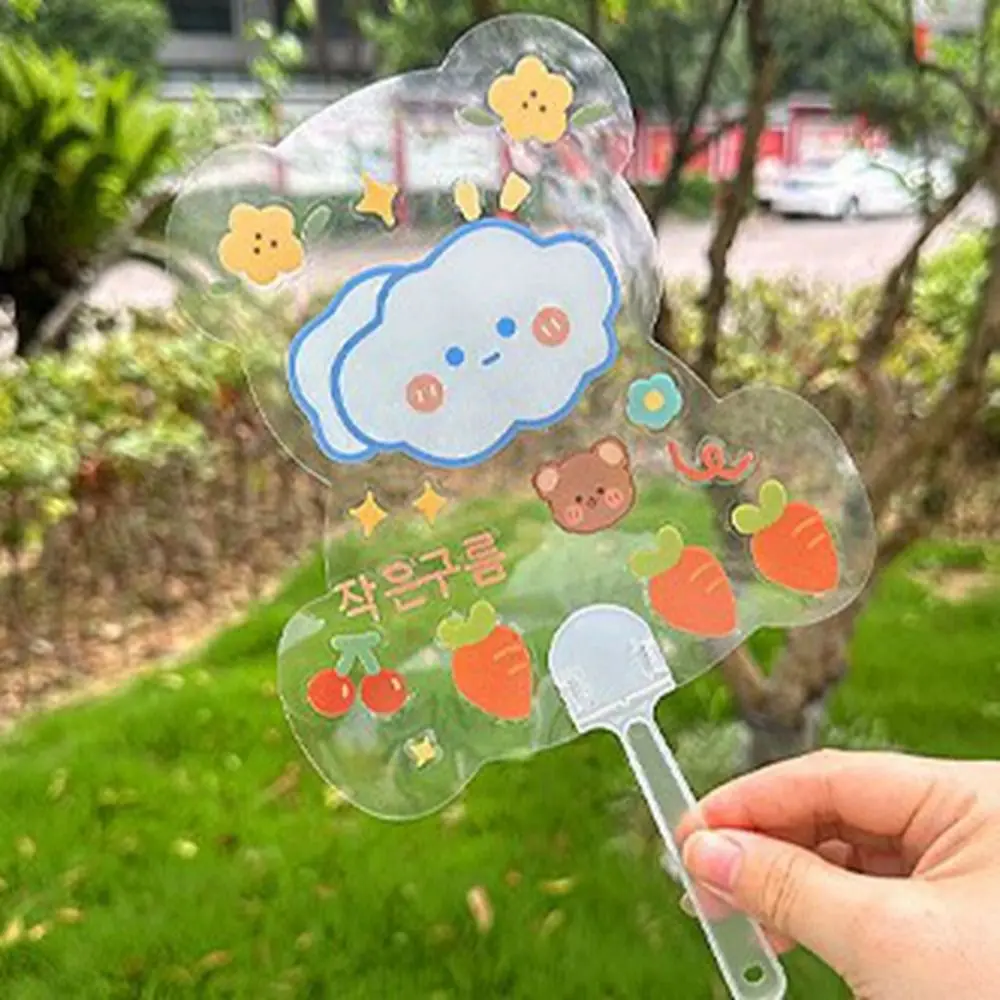 Funny DIY Transparent Hand Fans Portable Cute DIY Blank Fan Handicrafts Graffiti Fan Kindergarten