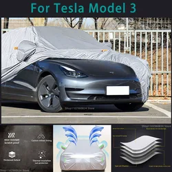 For Tesla Model3 210T Full Car Covers Outdoor Sun uv protection Dust Rain Snow Protective Anti-hail car cover Auto car cover