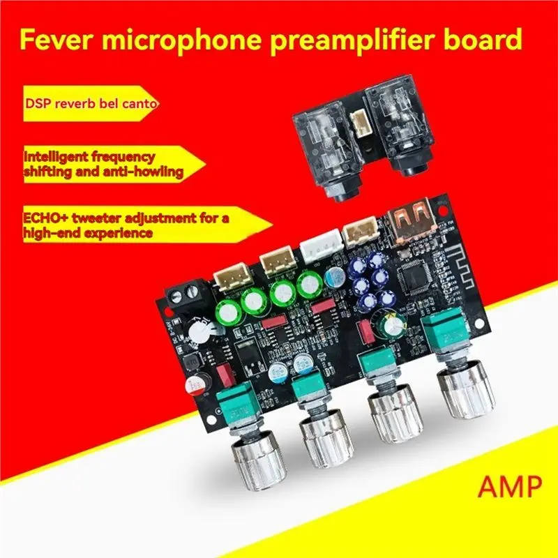 Top-DC 8-36 В AMP Обновление Караоке Реверберация Плата Профессиональный микрофонный предусилитель DSP Микшерный модуль Анти-свисток с модулем AS21