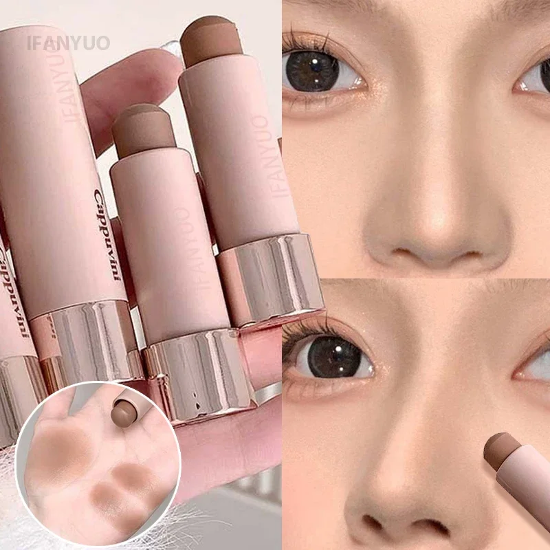 Bronceador gris y marrón, barra de contorno, textura de crema resistente al agua, sombra hidratante, lápiz de contorno, corrector facial, cosméticos, maquillaje
