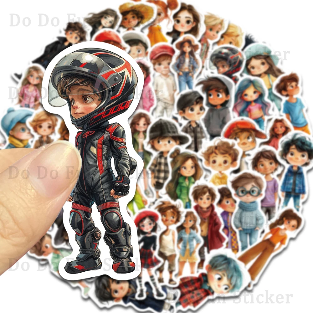 50PCS Cartoon Personality Character Color Clothing Dressing Stickers DIY Scrapbook Books Water Cups Phone Cases Refrigerator