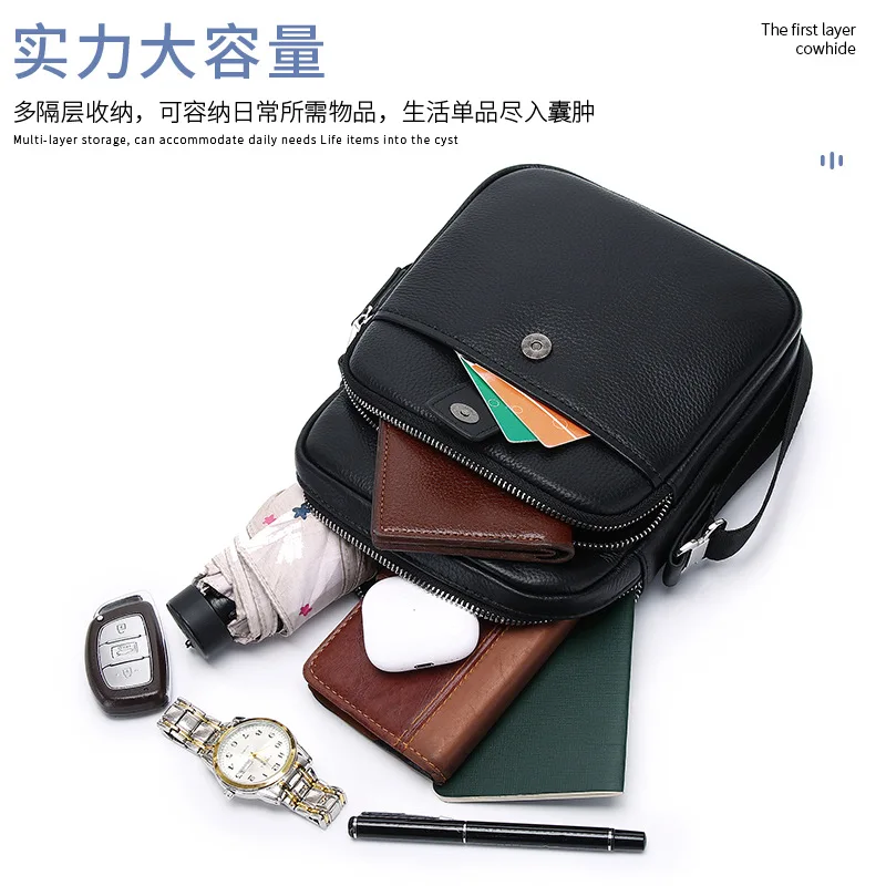 Genuine Leather Chest Top Layer Cowhide Casual Sports Small Backpack Simple Business Versatile Crossbody Men's Shoulder Bag