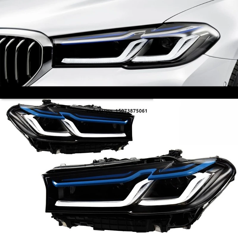 

For 5 Series G30 2018-2023 Car Styling LED Headlight Modified Double L Shaped 6000K Color Temperature Lens Assembly 12V
