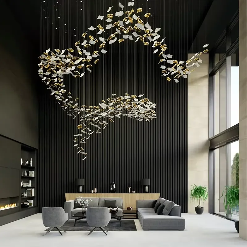 Hand blown glass spiral design chandelier living room stairs home decoration lighting fixtures