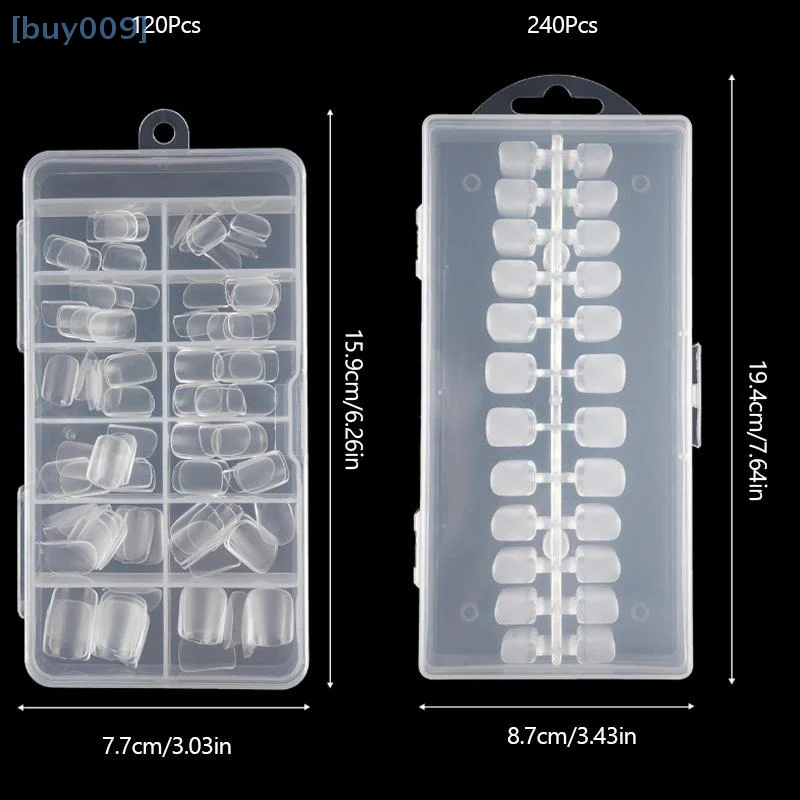 

120/240Pcs Semi-matte Short Square False Nail Tips NO Polishing Soft Gel Fingertip Full Cover Artificial Fake Nails Extension