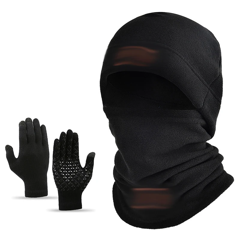 قبعات الخريف والشتاء الدافئة، القفازات، قبعات ركوب الخيل، قبعات المشي لمسافات طويلة سميكة مقاومة للبرودة للرجال والنساء، مجموعات من ثلاث قطع